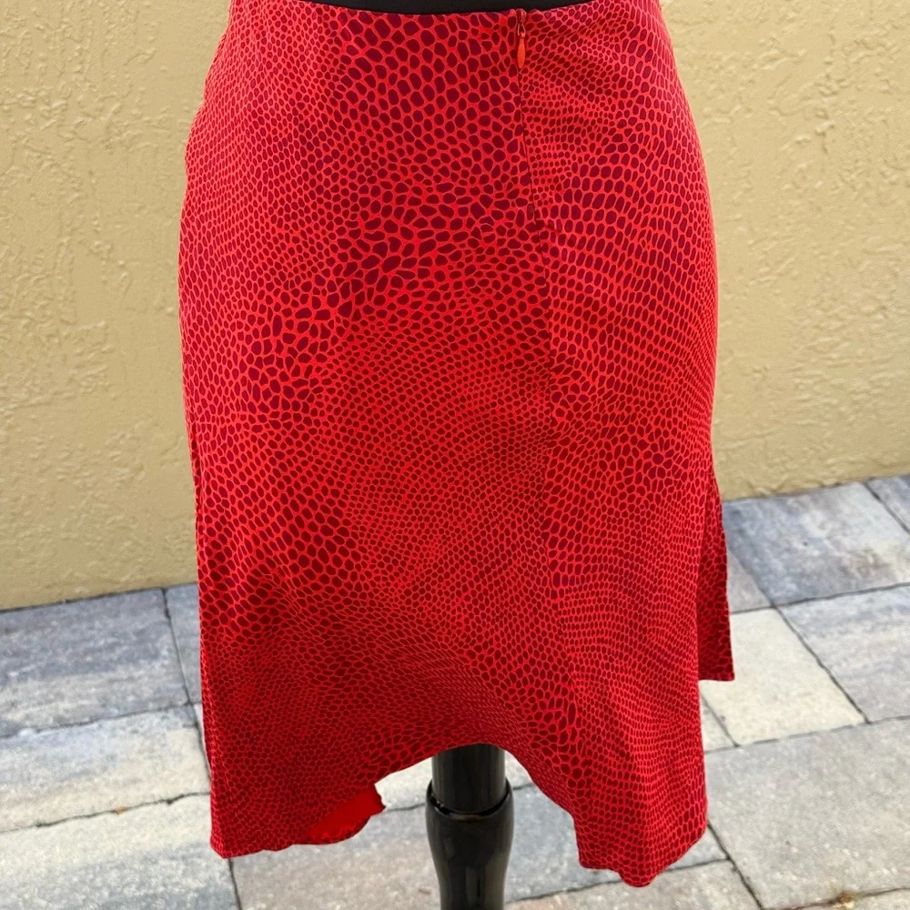 Y2K Vintage SPOONER Prague Red Silk Animal Print Realisation Par Skirt Sz 6/M - Picture 7 of 10